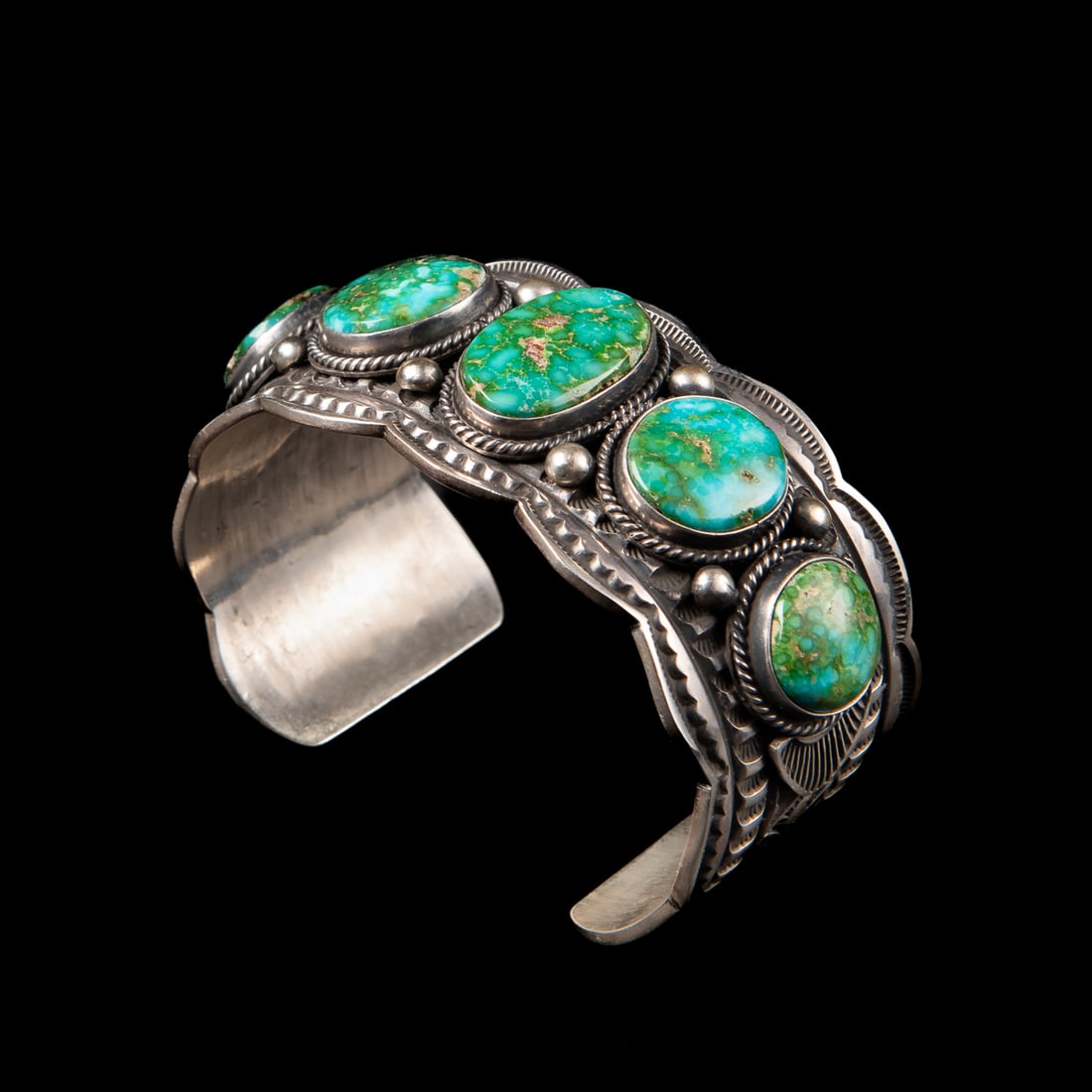 An Andy Cadman silver and turquoise cuff bracelet (1 of 4)