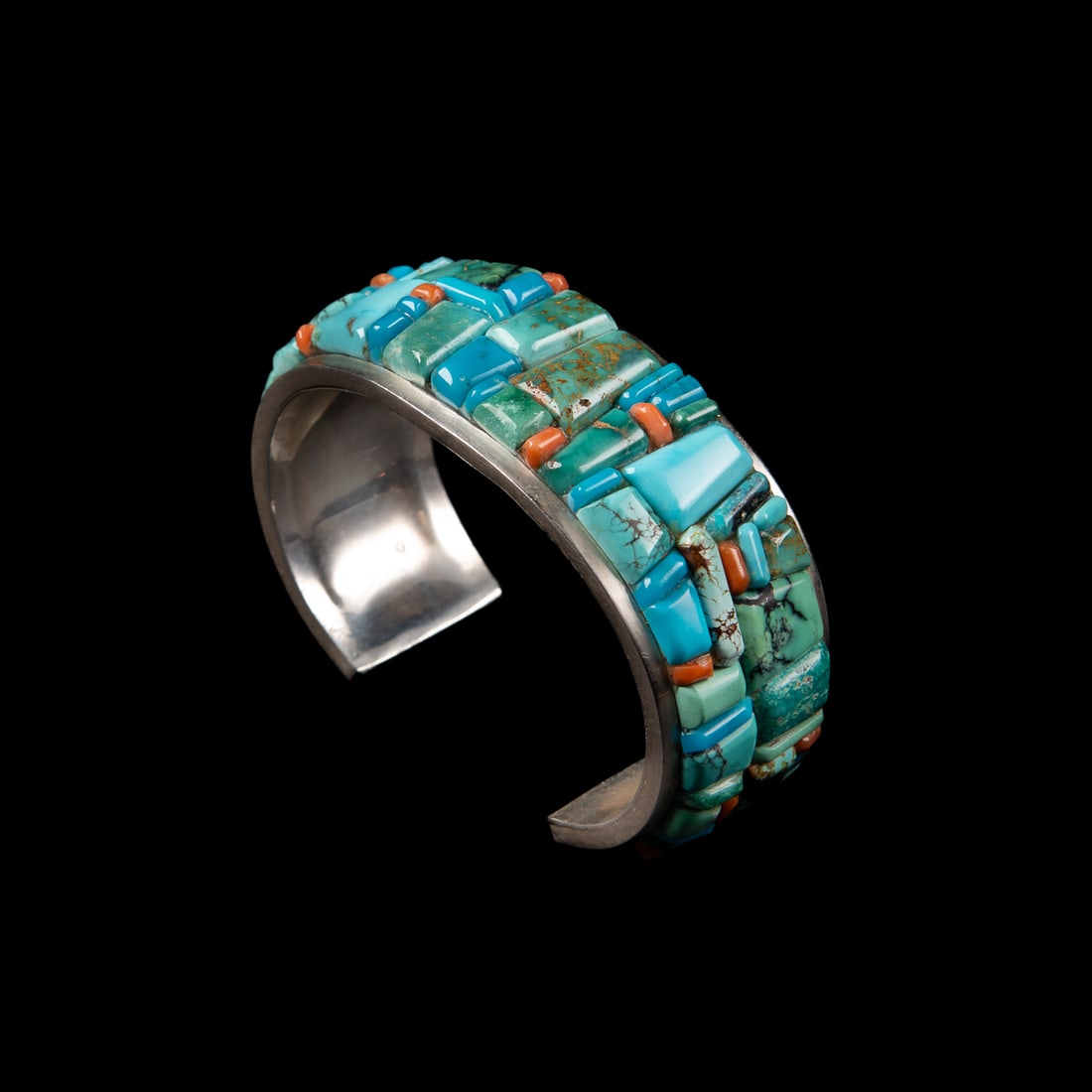 A Tommy Denetclaw silver and turquoise cuff bracelet (1 of 4)