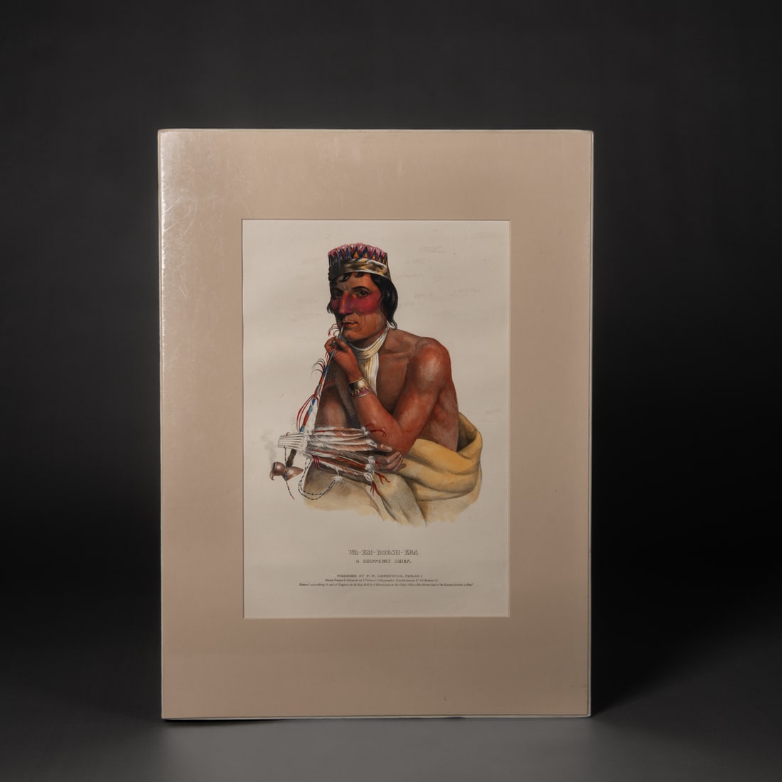 Three History of American Tribes Prints after Charles Bird King: Original History of American Tribes Prints After Charles Bird King, three lithographs, by Charles Bird King. Subjects include Wa-Em-boesh-Kaa (a Chippeway chief), Chono Ca Pe (an Ottoe chief), and