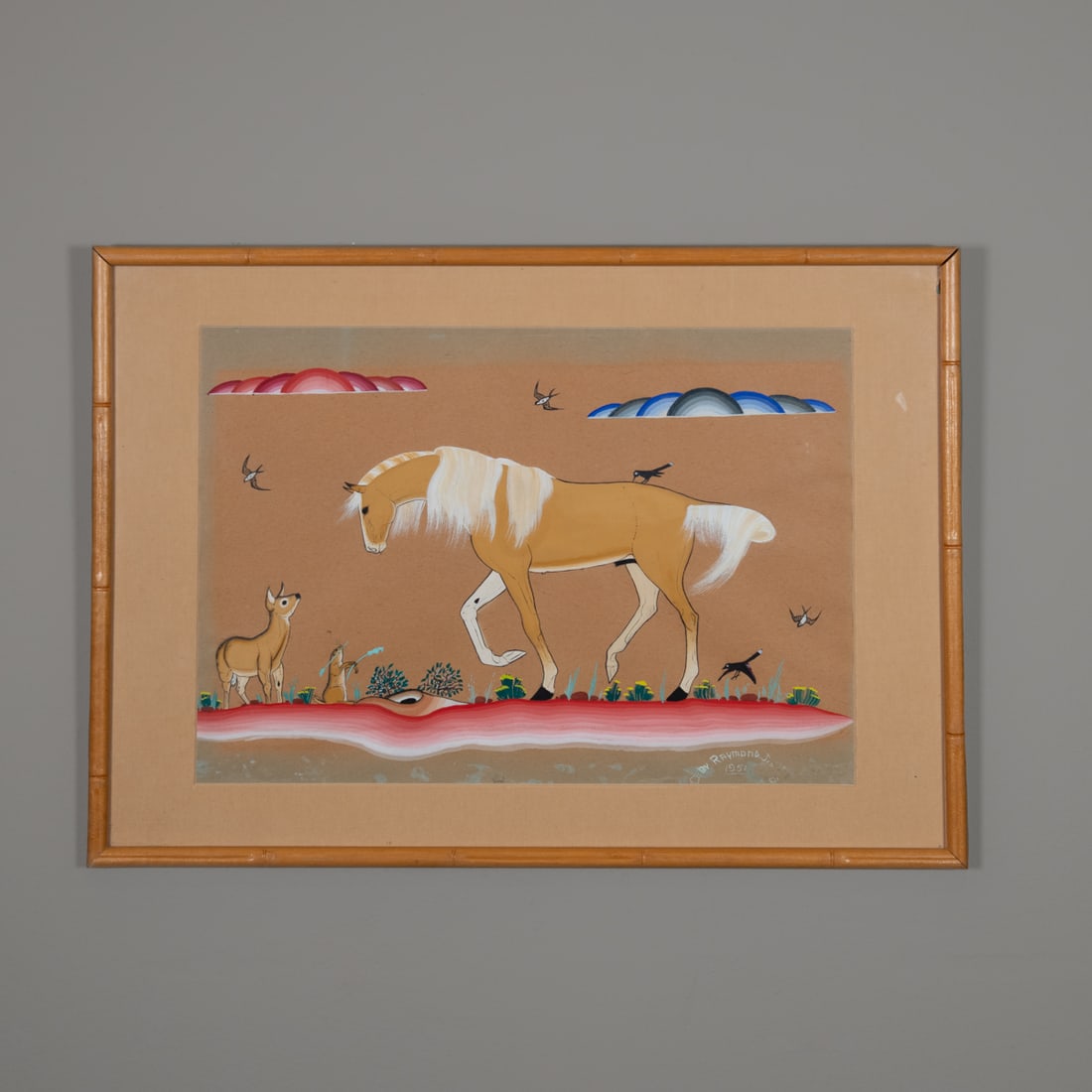 A Pueblo painting of a horse and desert scene (1 of 3)