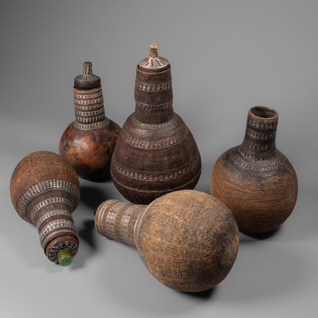 Five woven Borana baskets - 4
