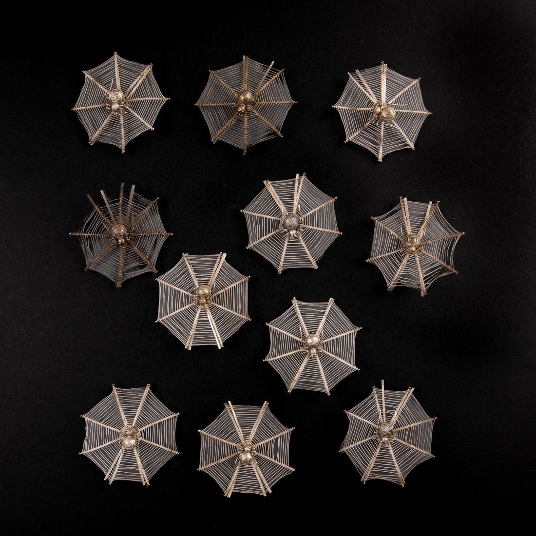 Eleven Japanese silver place-card holders (1 of 4)
