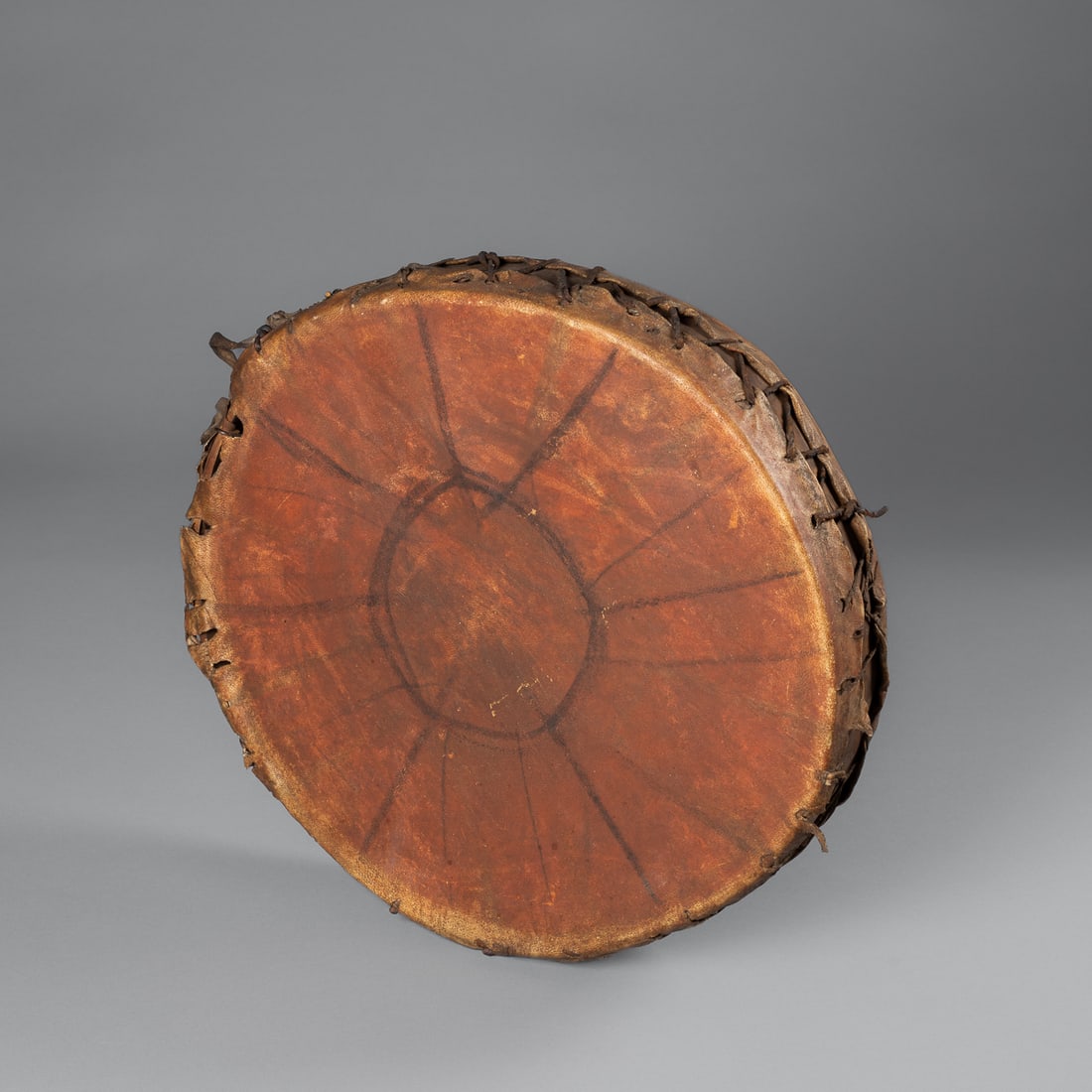 A Plains painted hide drum - 3