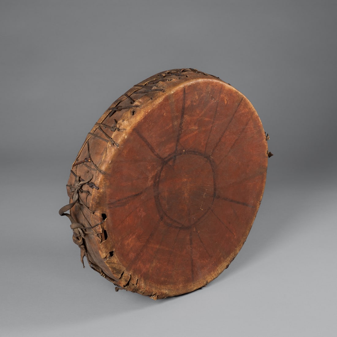 A Plains painted hide drum - 4