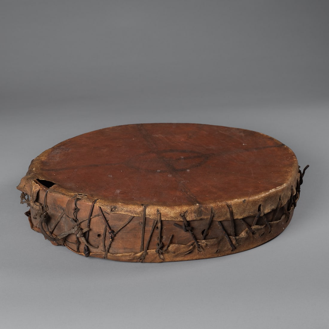 A Plains painted hide drum - 5