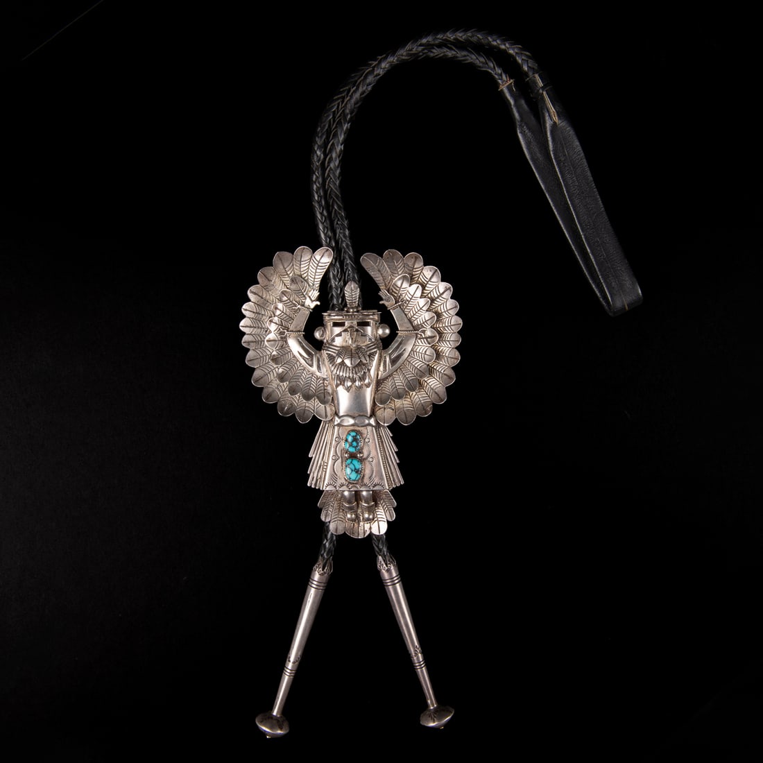 A Harold Boyd silver and turquoise bolo tie (1 of 3)