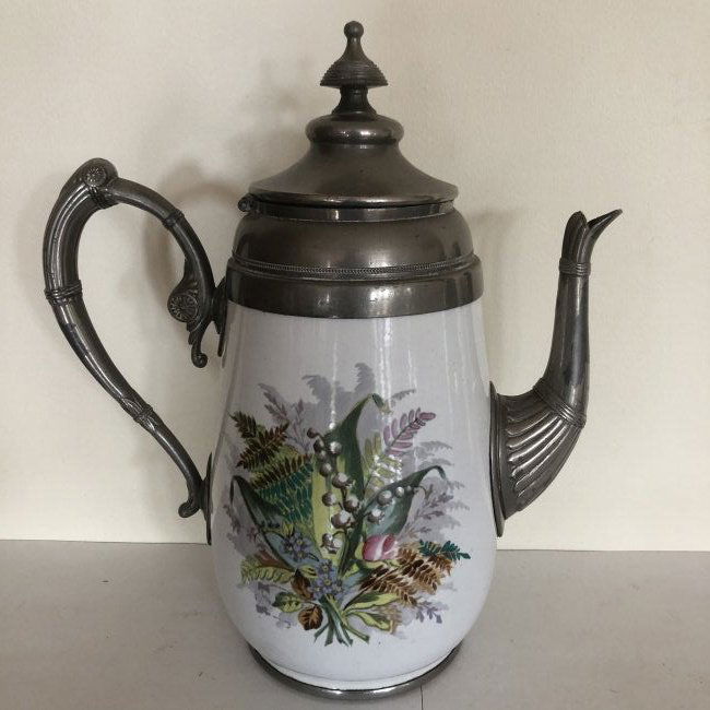 Flora Enamelware Graniteware & Pewter 10” Teapot/Coffee (1 of 4)