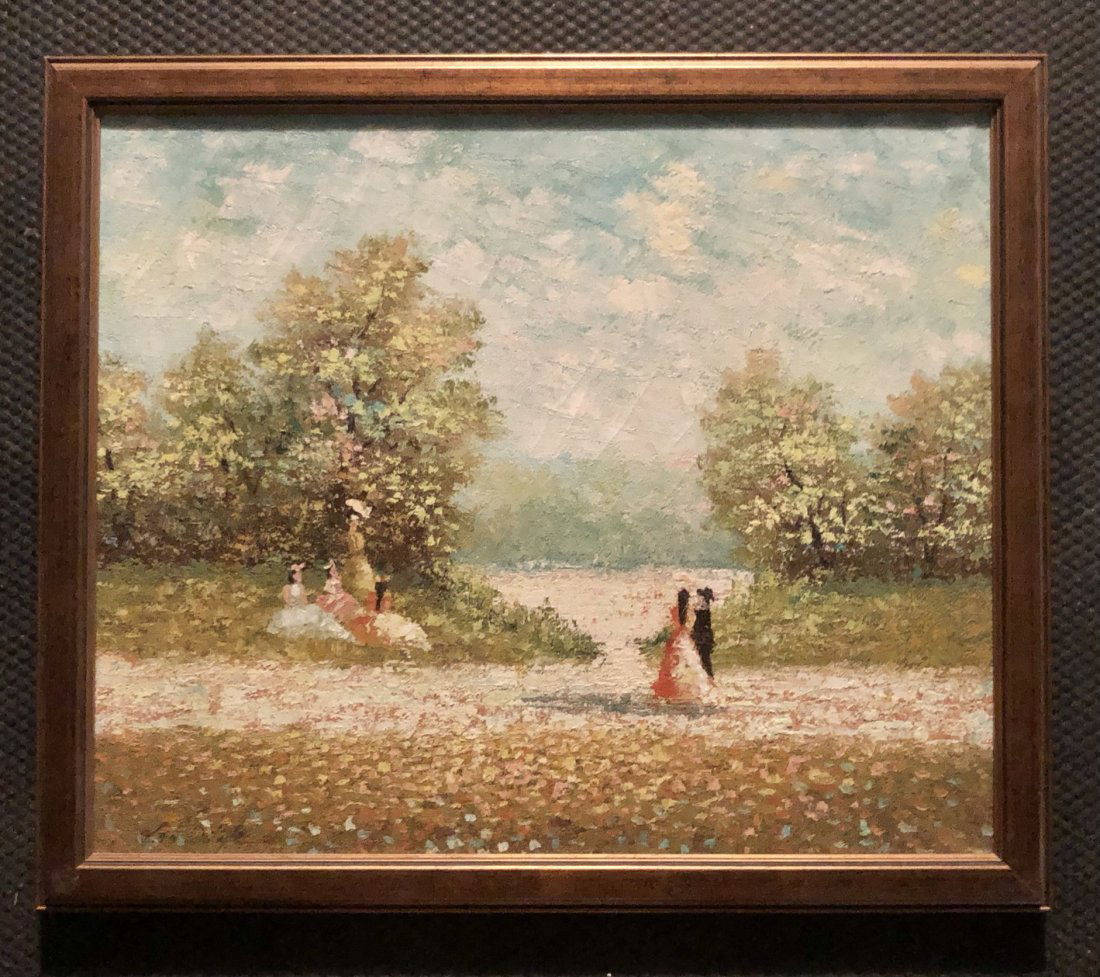 Early Van Ostade Abstract Oil Painting: This is an abstract oil on canvass contemporary (guessing 1900’s) painting by a Van Ostade artist. The Van Ostade family have been impressionist painters from the Netherlands since at least the 18th