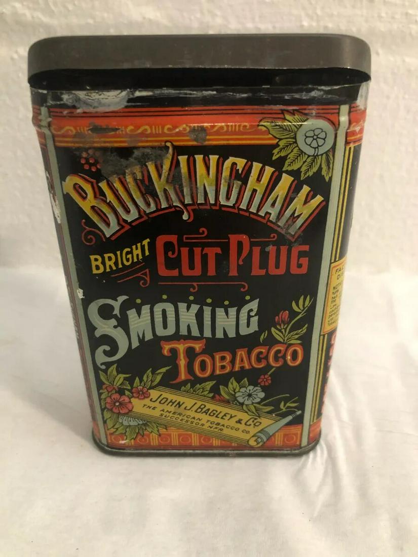 Buckingham Cut Plug John J. Bagley & Co. Pocket Tin: 3x4.5" 3/4" thick