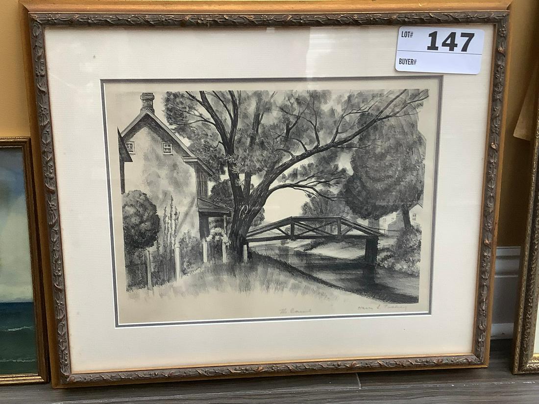 Tarkay: Harry L Tarkay drawing name illegible 22.5" x 19"