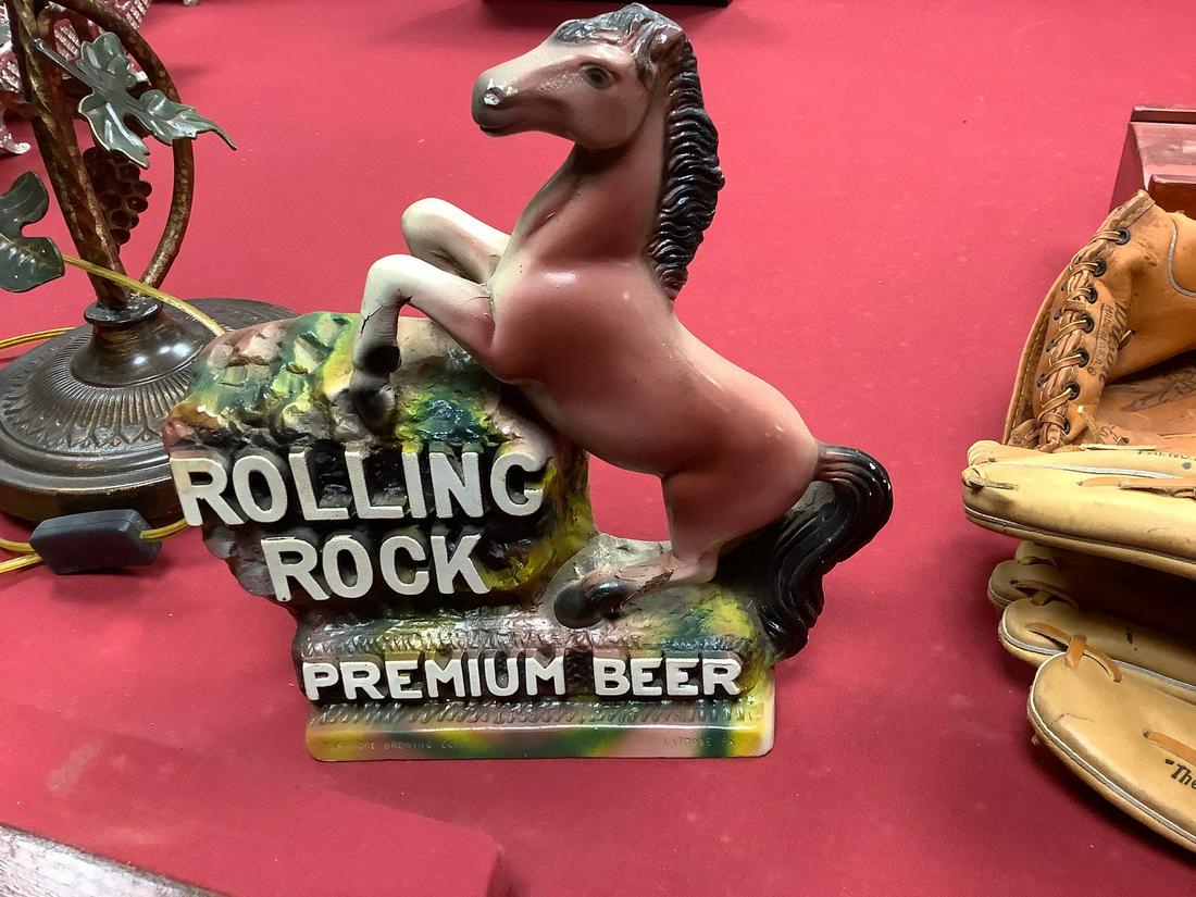 Beer Advertisement: Rolling Rock Beer, ceramic advertisement 12 inches