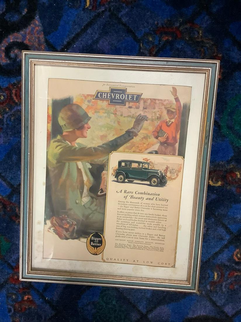 28 Chevy Ad: 1928 Cheverolet automobile advertisement 12" x 15"