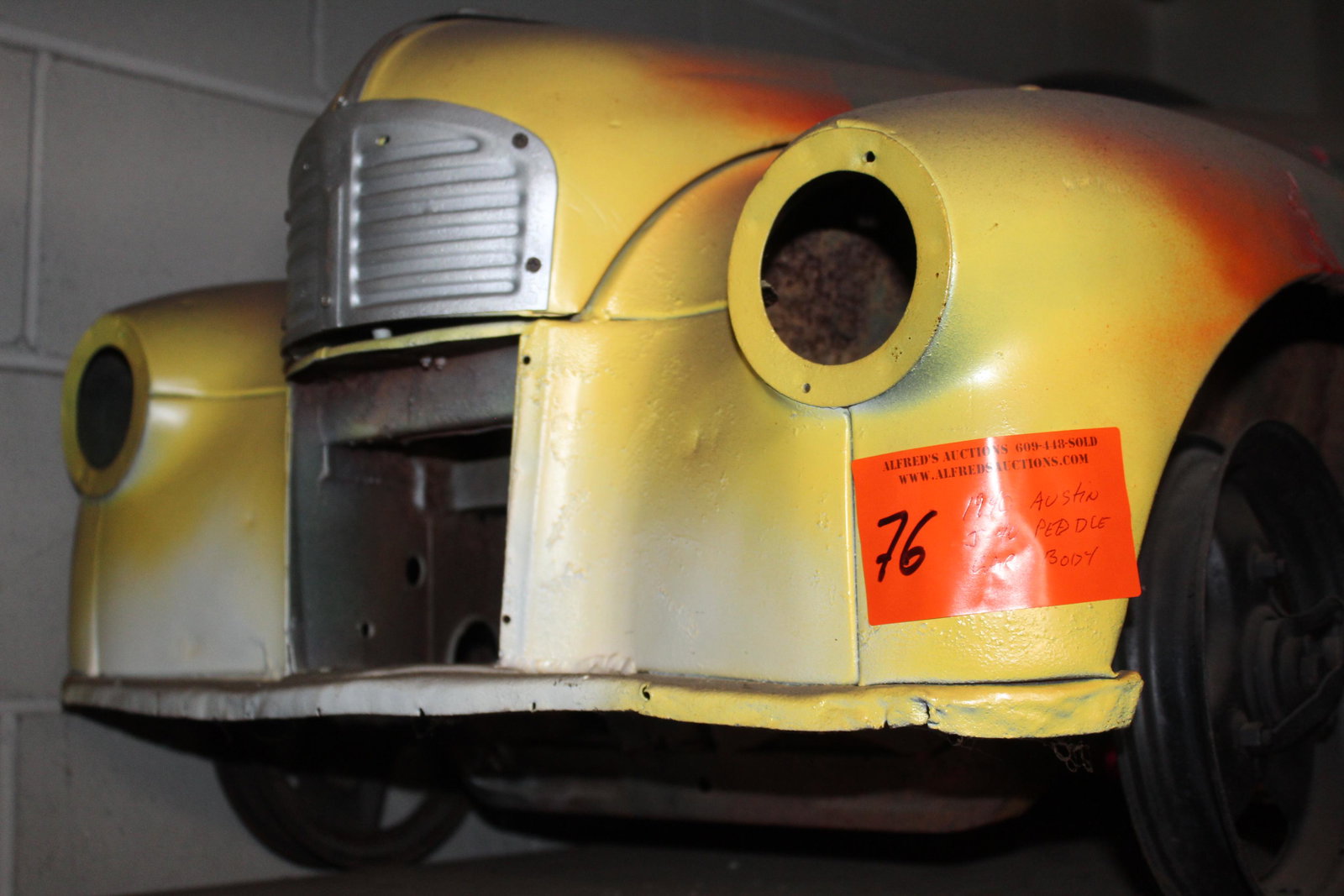 Peddle Car: 1940 Austin J 40 peddle car, body only, no peddles, was motorized, 60" long x 27" wide x 22" tall