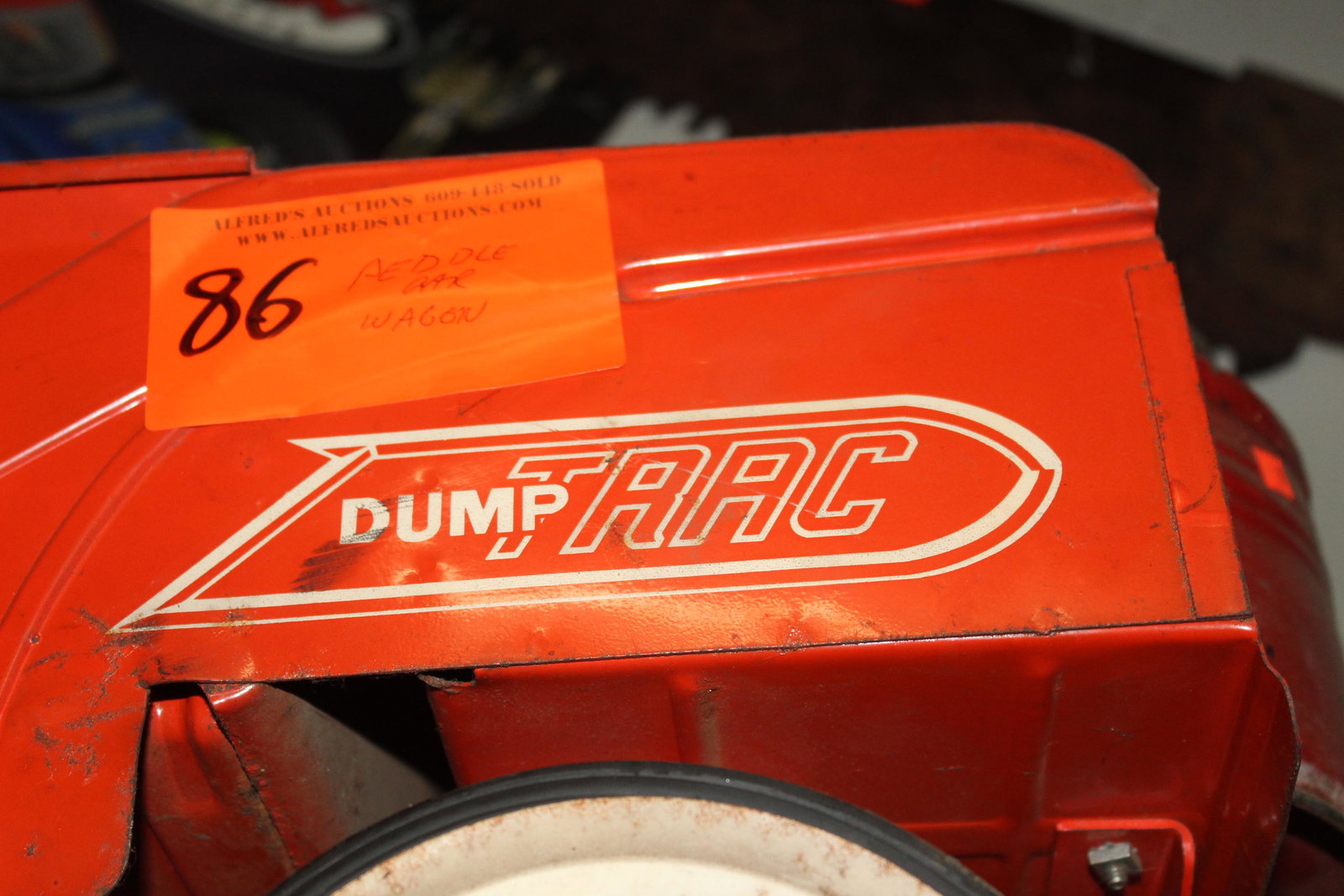 Peddle Car Wagon: Dump Trac Wagon, dumping body, 32" long x 17" wide x 13 1/2" tall