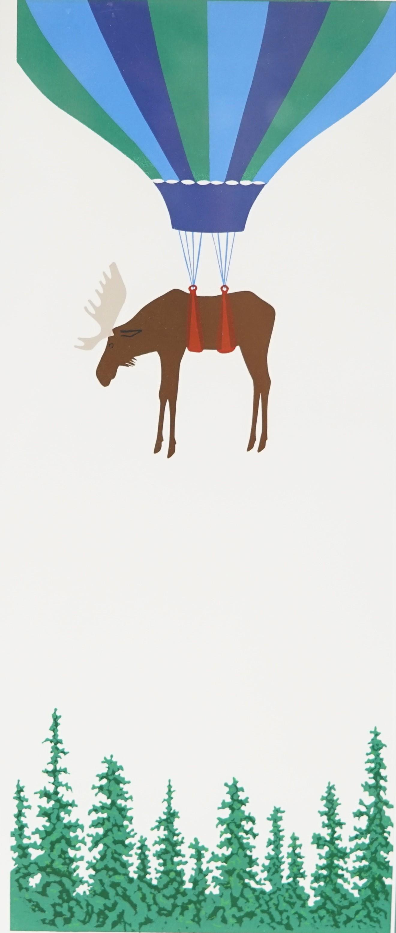 Carolee Pollock signed and numbered print: Carolee Pollock signed and numbered print, "Bulloon" 79/200 double matted and framed size 22.25" x 12.5" (P 58)