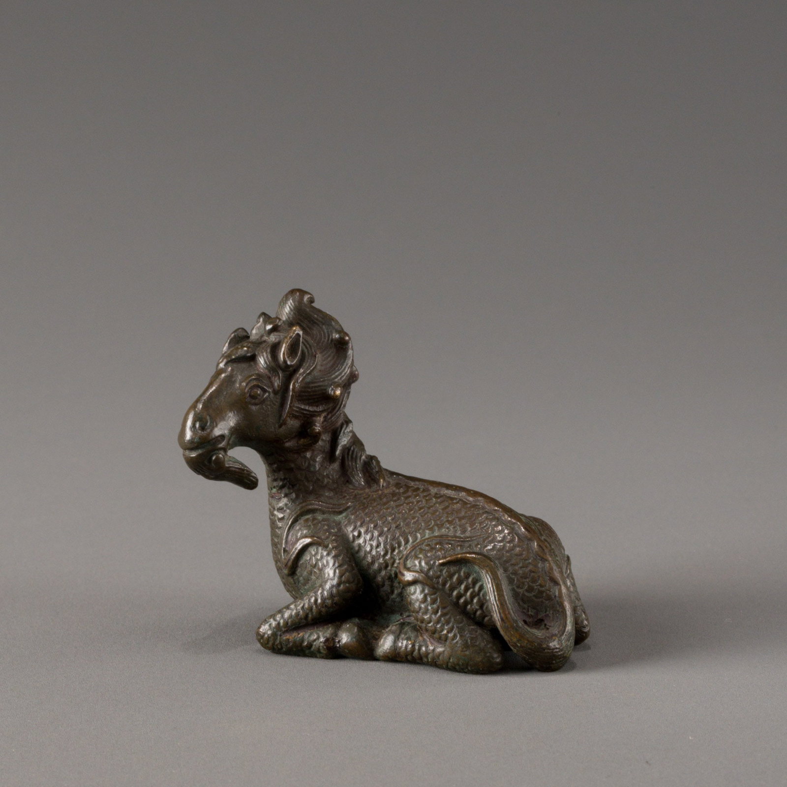 Ming Dynasty Ancient Bronze Sheep Town: W: 7cm H: 6cm