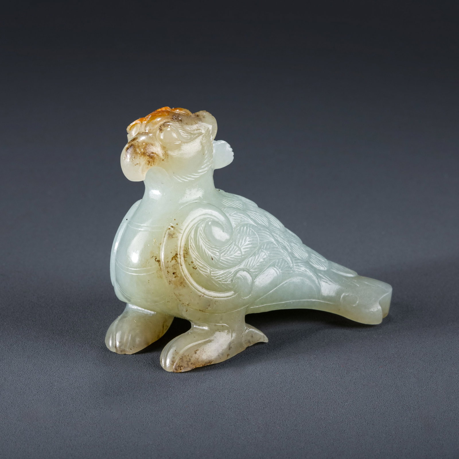 Jade Carved Parrot: W: 5cm H: 3.5cm