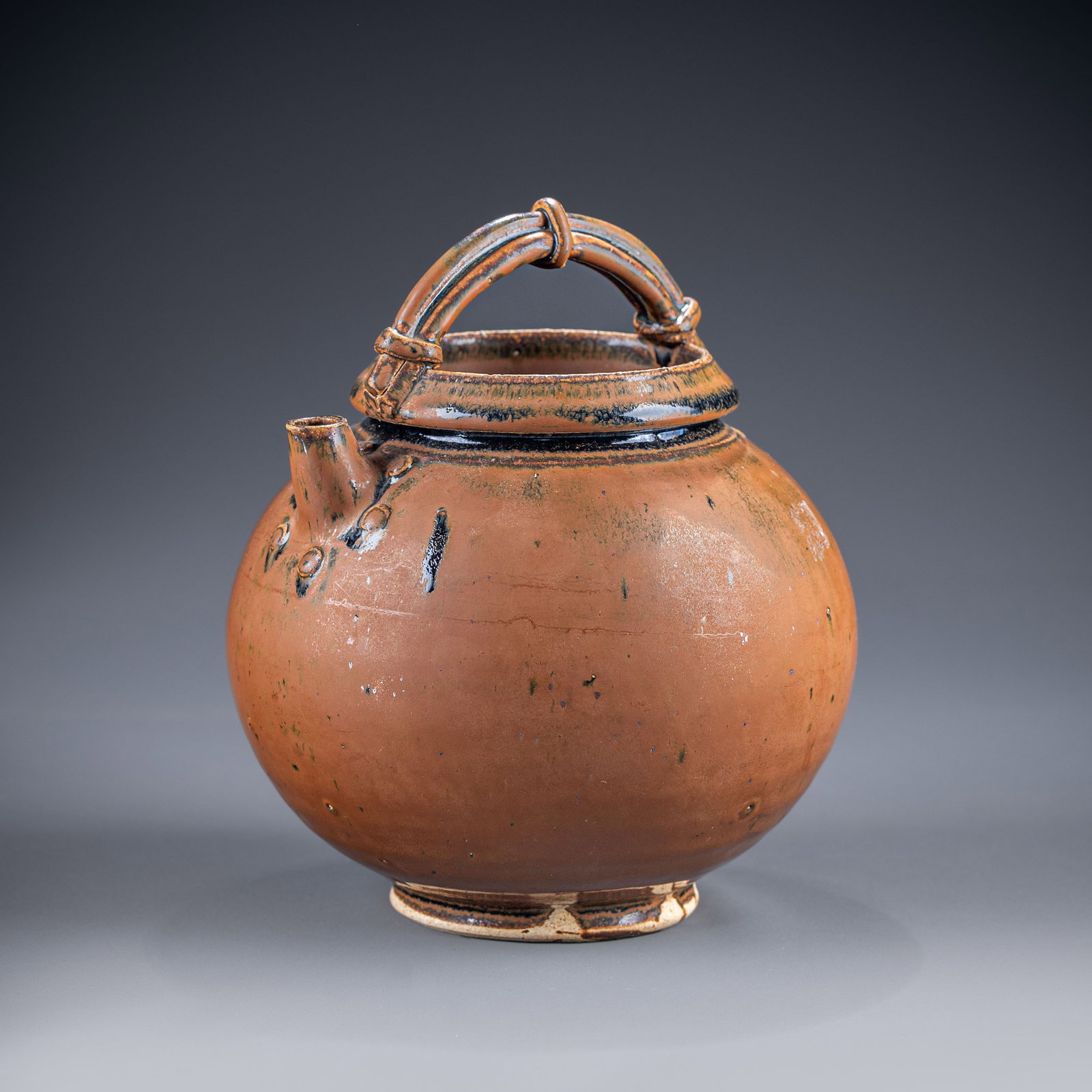 Song Dynasty Brown Glazed Teapot with Handle: H: 20.5cm W: 16.5cm