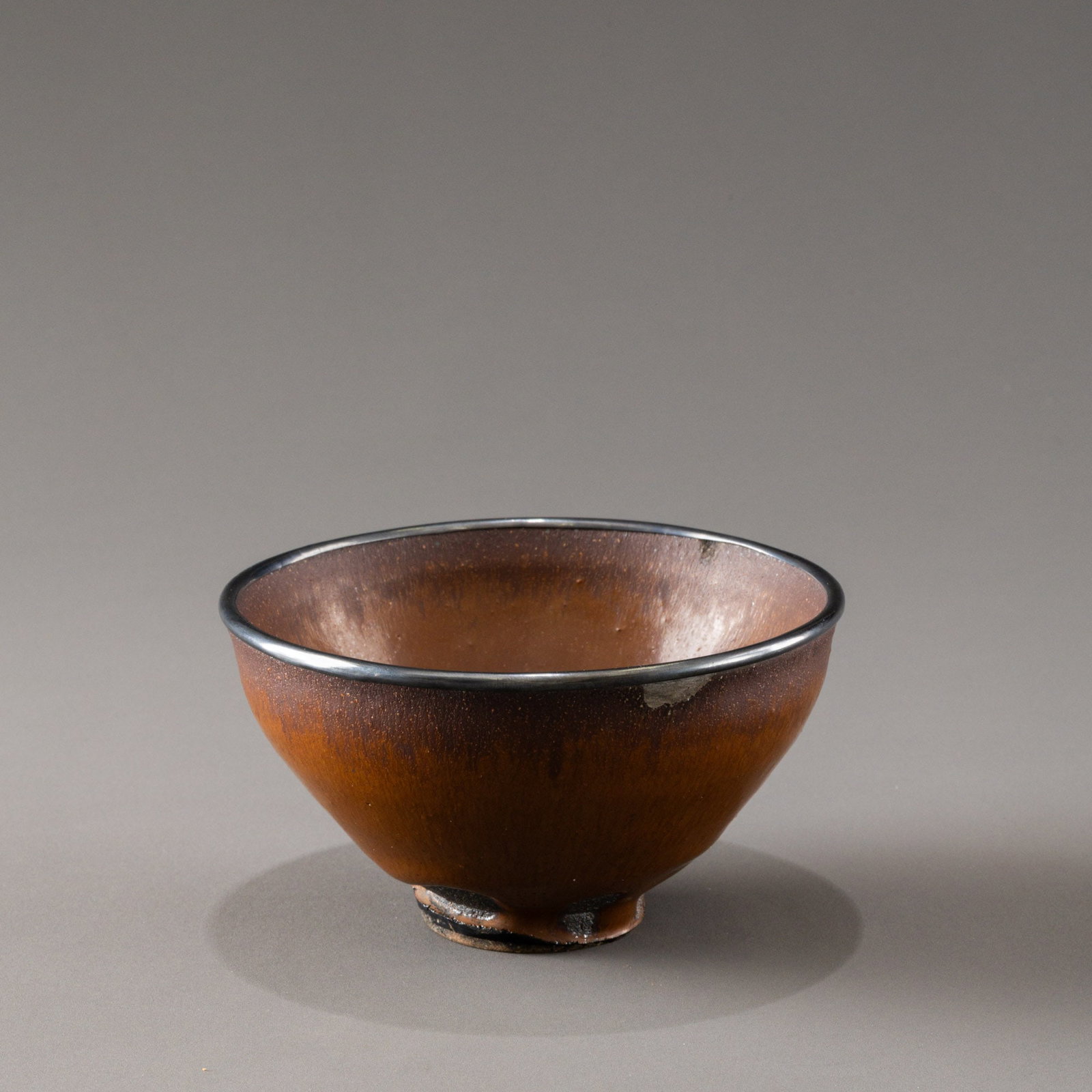 Song Dynasty Jian Ware Persimmon Glazed Silver-rimmed Tenmoku Bowl: D: 12cm H: 6.5cm
