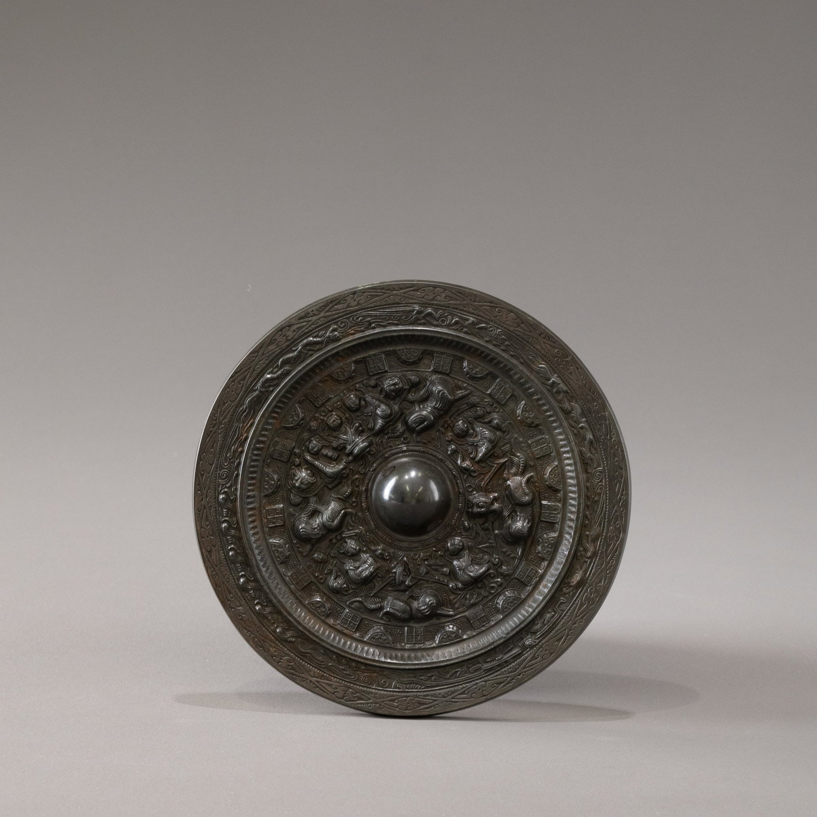 Six Dynasties Semi-circular Square Mirror (1 of 6)
