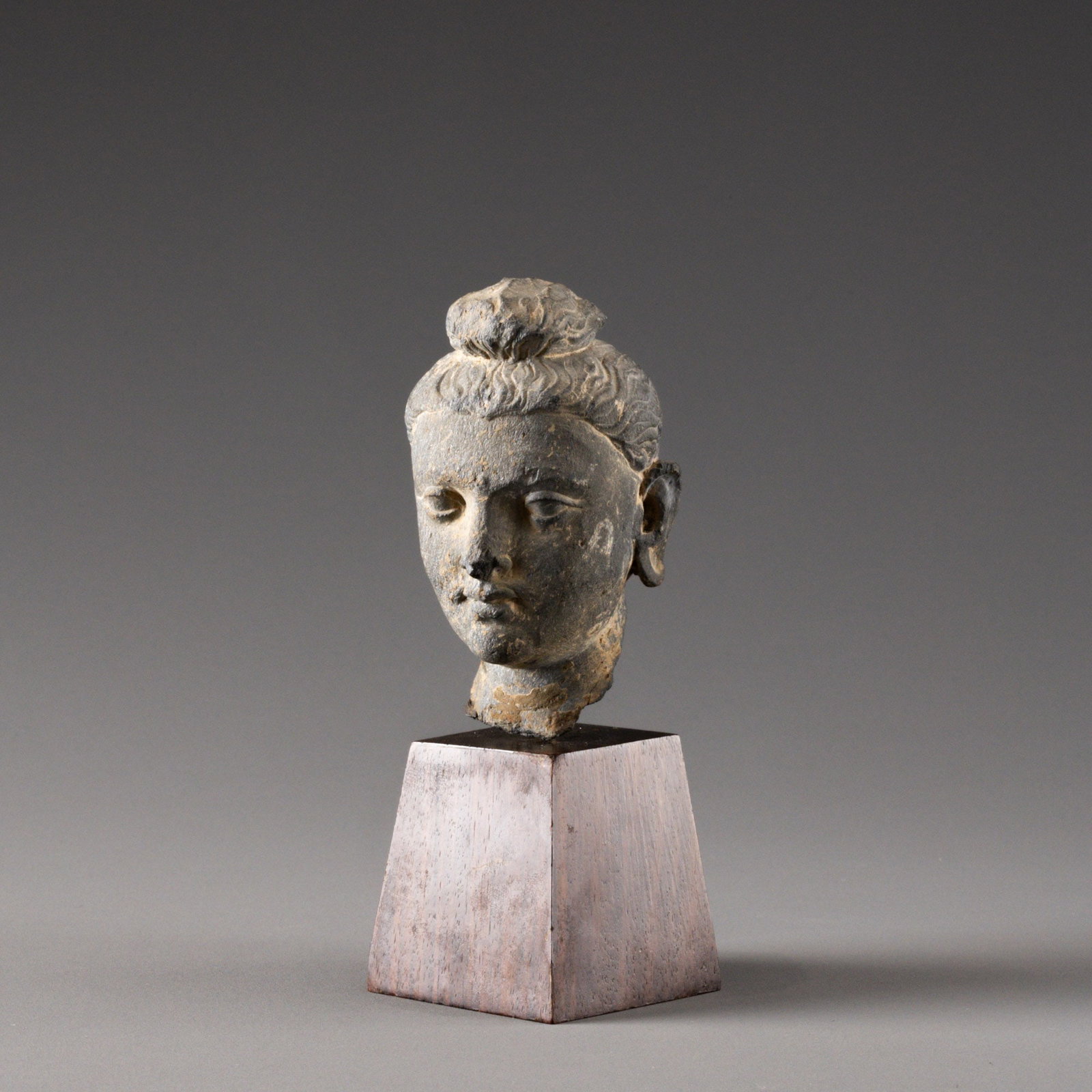 Stone Gandharan Buddha head carved in the 2nd-3rd centuries AD (1 of 9)