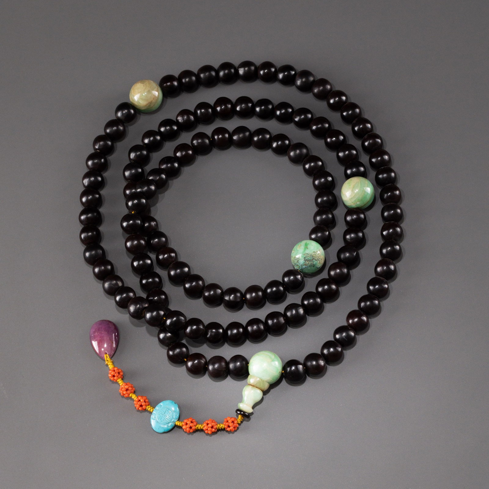 Clear red gemstone pendant jadeite prayer beads (1 of 10)