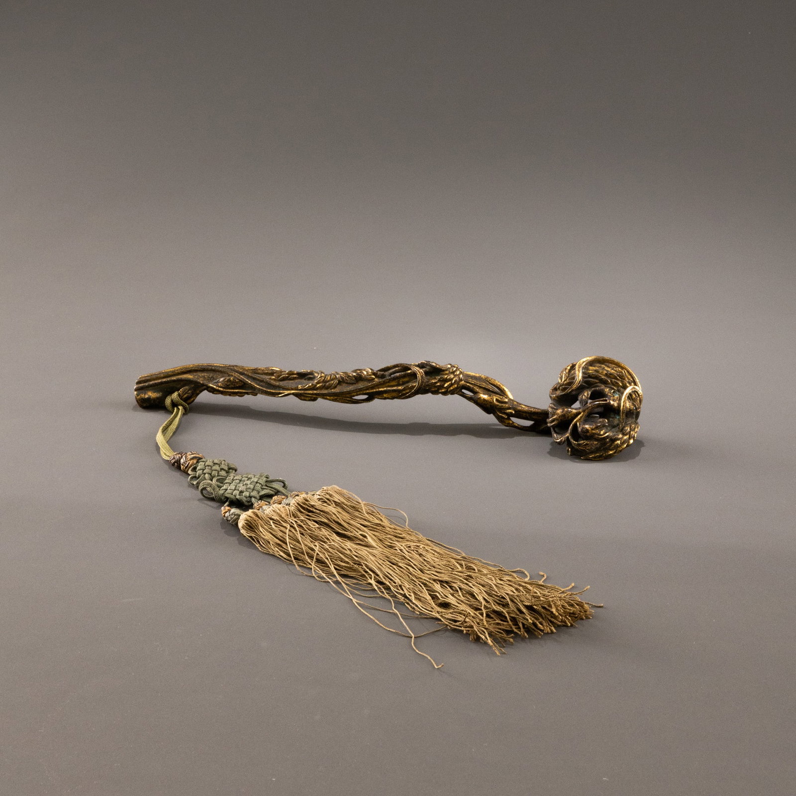 Gilded bronze ruyi: L: 28.5cm W: 6cm