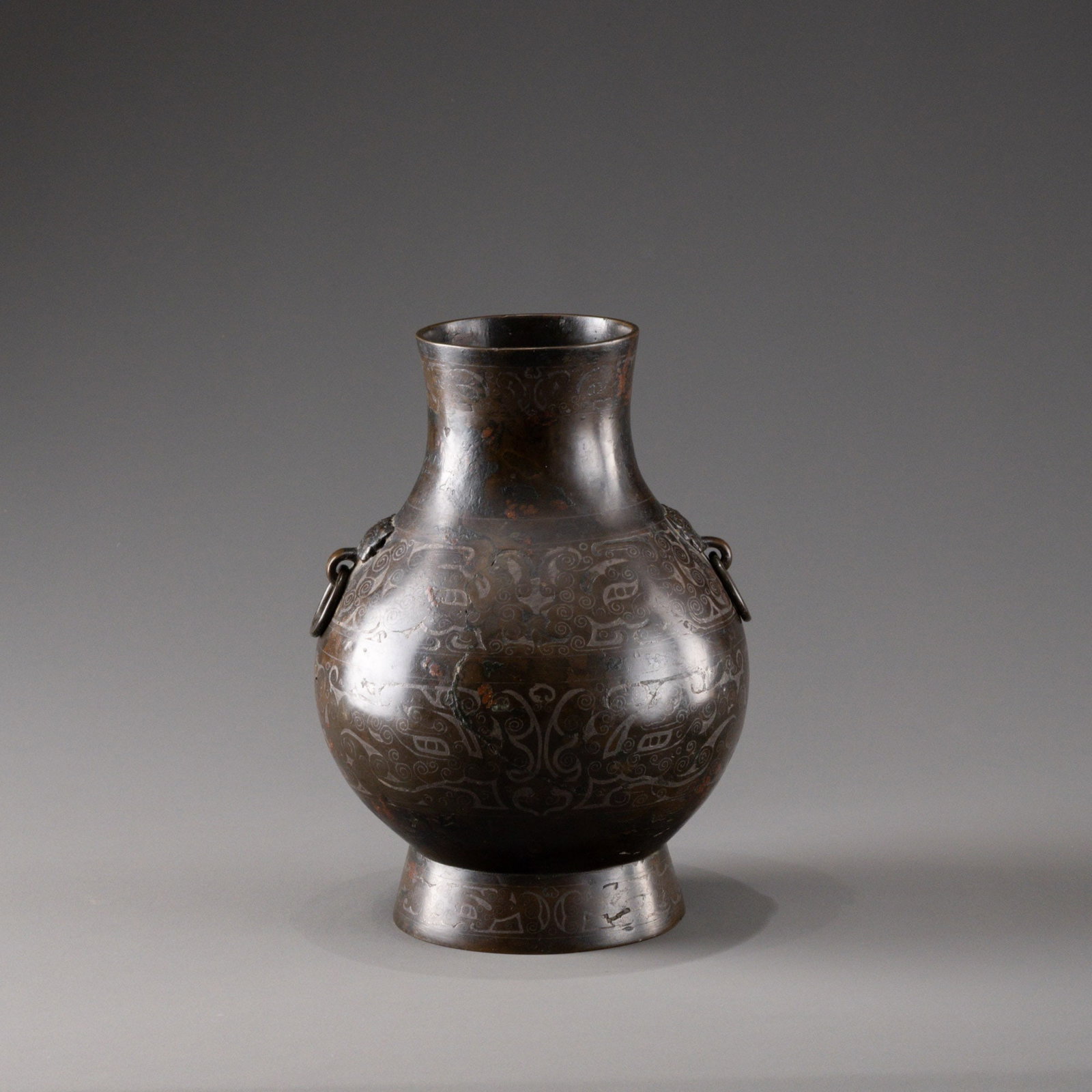 Ming Dynasty bronze inlaid silver taotie pattern vase (1 of 9)