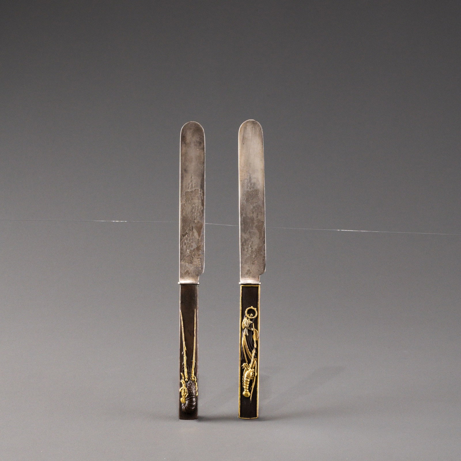Two Meiji-style gold-inlaid silver swords (1 of 10)