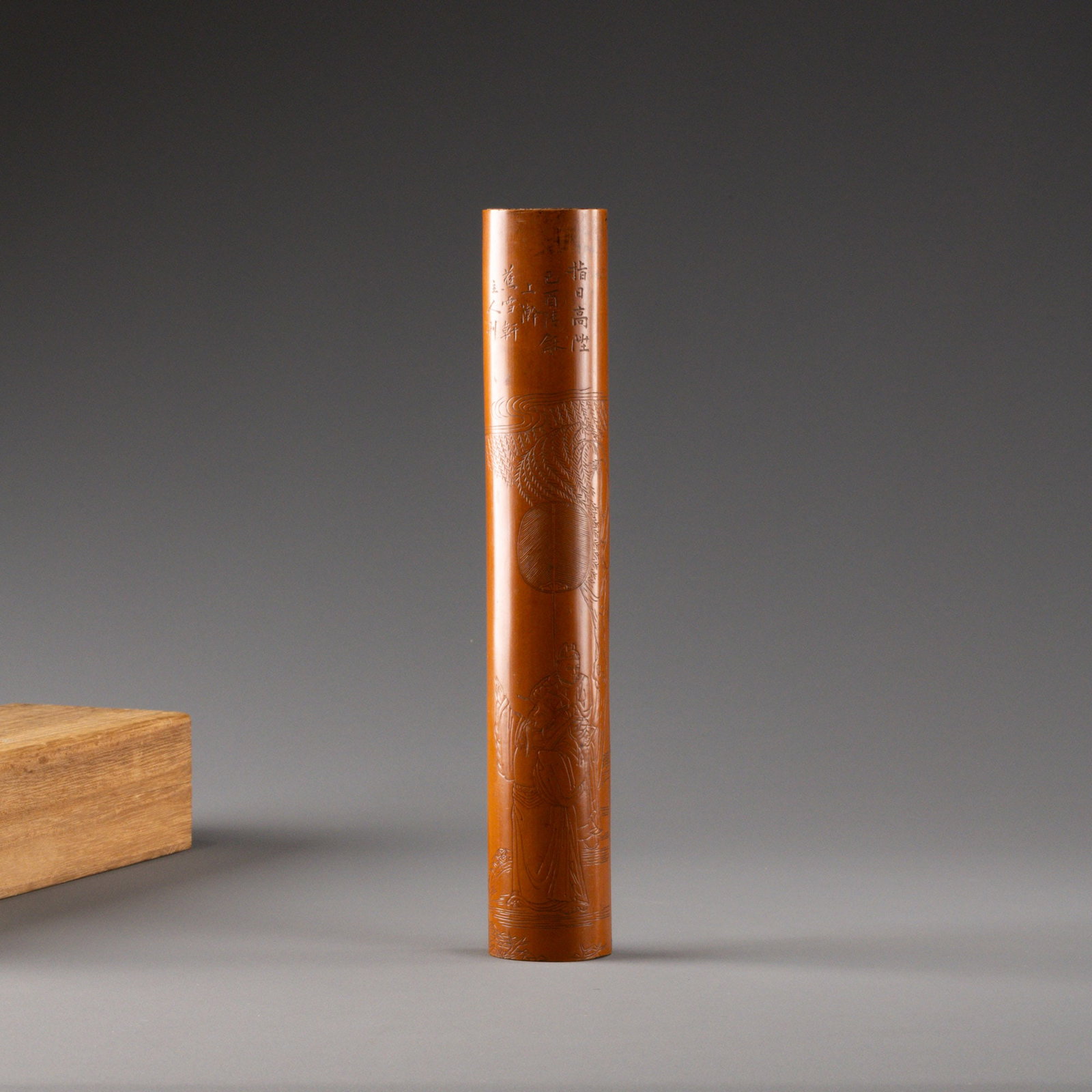 Qing Dynasty, Qianlong period, bamboo and reed carved tea scoop with the image of "rising to high (1 of 8)