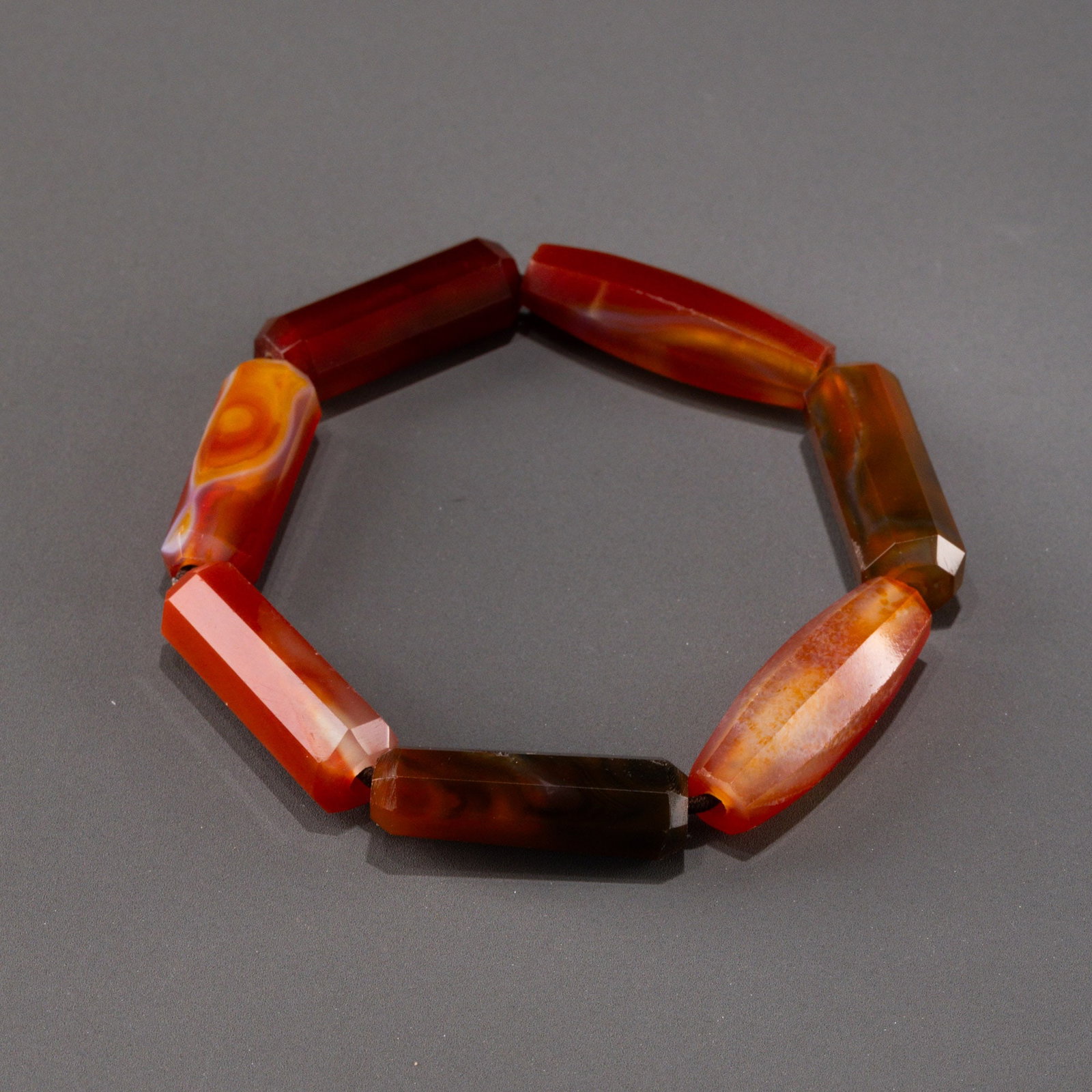 18th-19th century brocade red beaded agate bead strand (1 of 8)