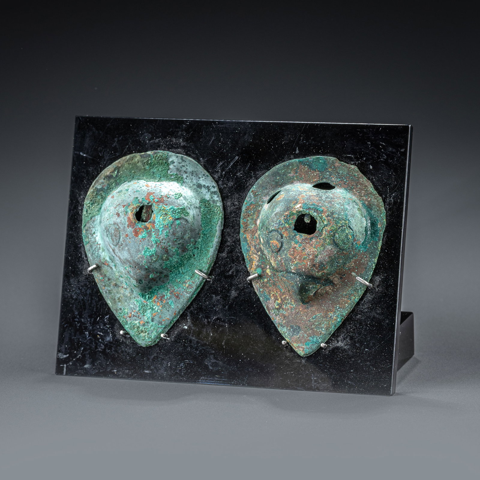 Warring States Period Catalpa Leaf-Shaped Bronze Bulb (2 dots): H: 8cm W: 5.5cm x2