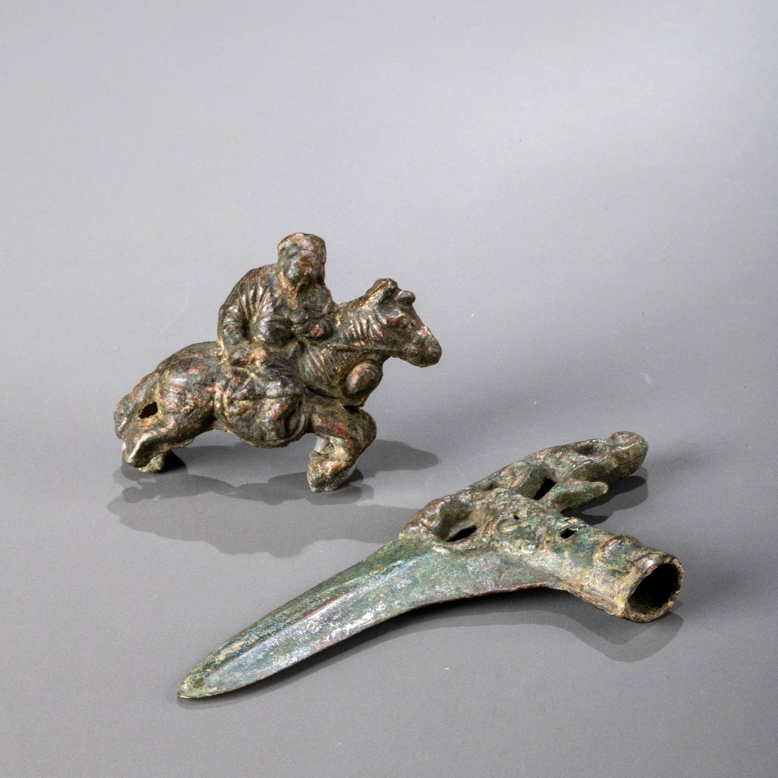 Warring States Period Bronze Ge (dagger-axe) and Bronze Figurines (1 of 10)