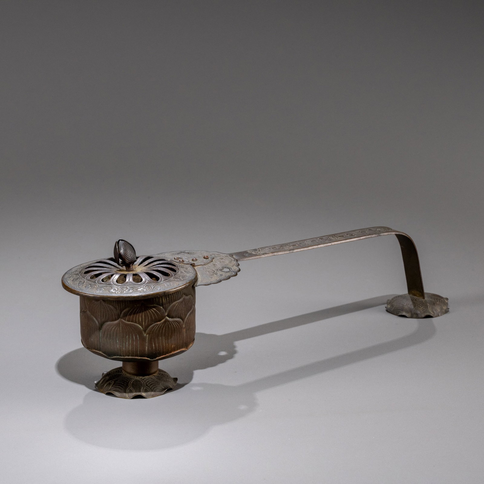 Tang Dynasty bronze lantern with intertwined floral pattern: W: 30cm H: 9.5cm