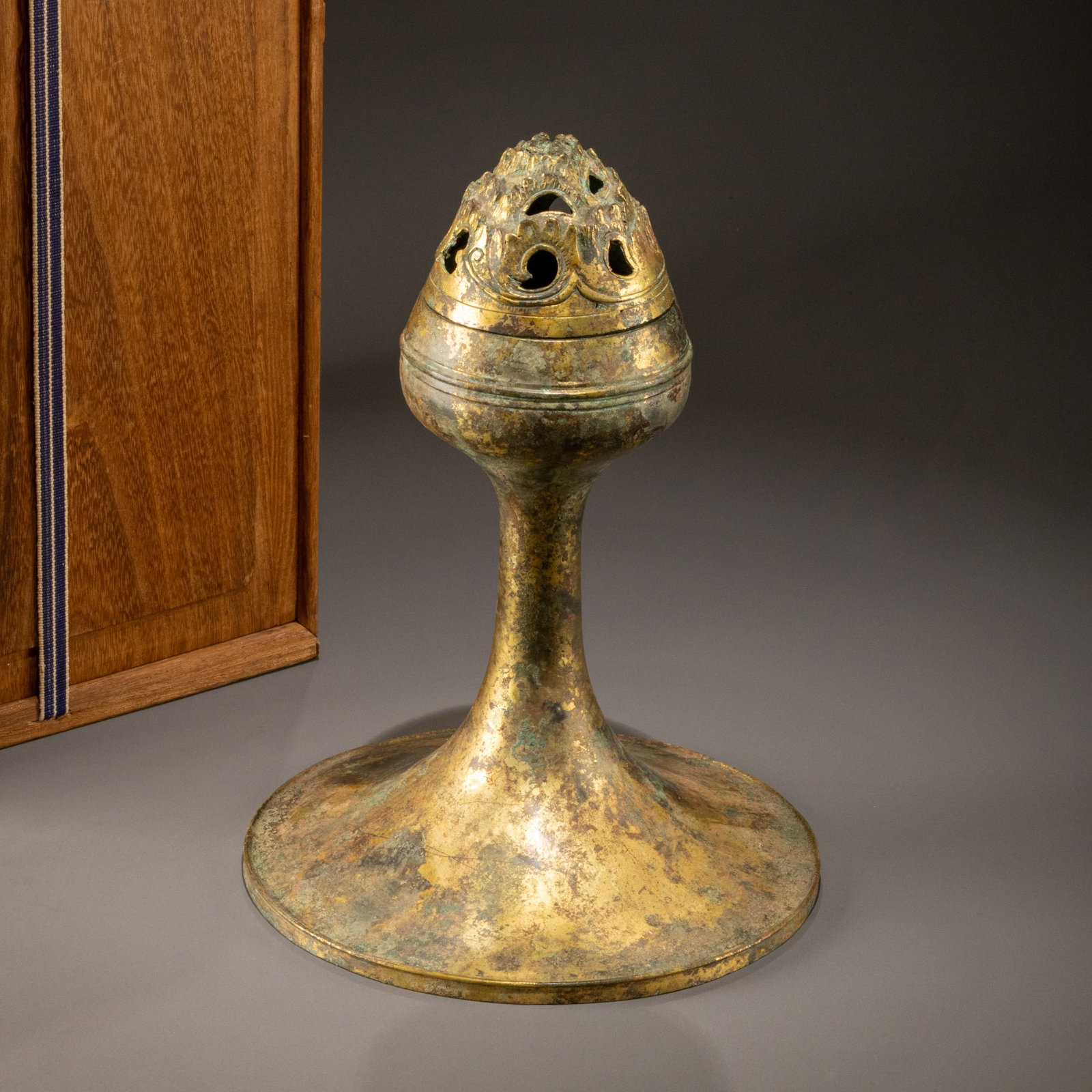 Han Dynasty Gilded Bronze Boshan Incense Burner: H: 28cm W: 23cm