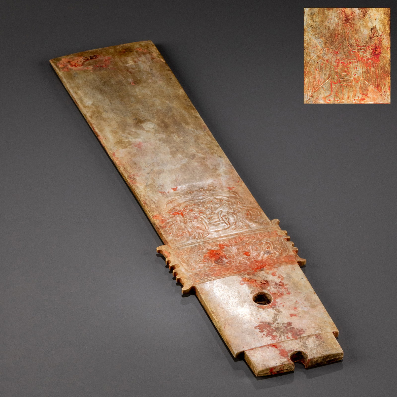 Shijiahe Culture Jade Tooth Zhang: H: 38cm W: 10cm
