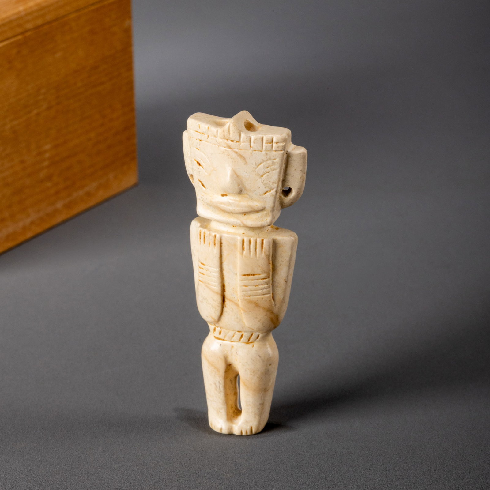 Shang Dynasty Chicken Bone White Jade Deity Statue: L: 6cm W: 2cm