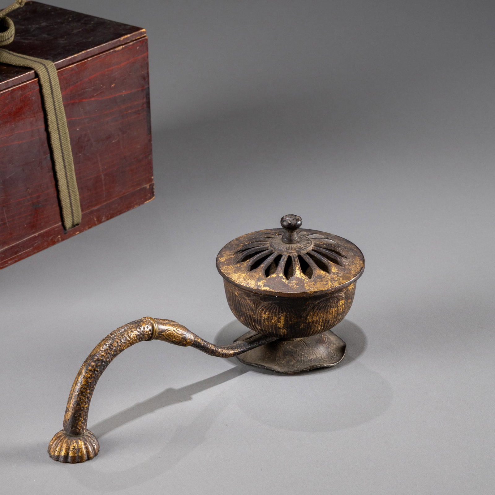 Gilded bronze lamps from the 12th to 13th centuries: H: 21cm W: 9cm
