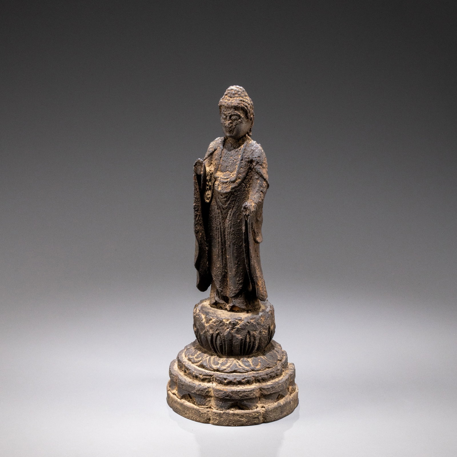 Ming Dynasty wooden carving of standing Shakyamuni Buddha statue (1 of 10)