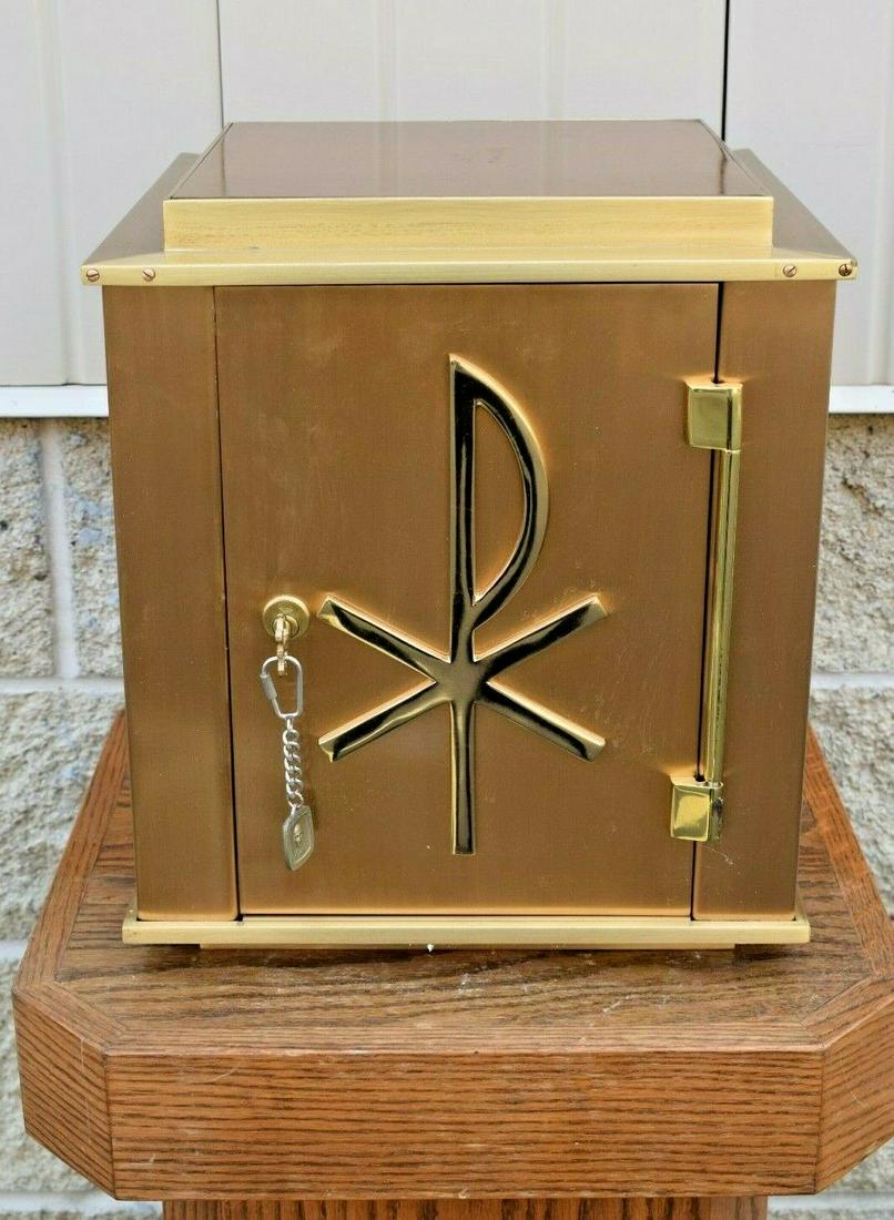 Nice Older Bronze Church Tabernacle with Key (1 of 12)