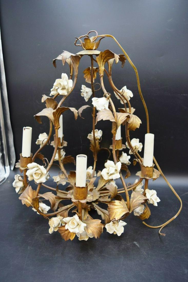 Vintage Handmade Hanging Floral Chandelier Light (1 of 11)