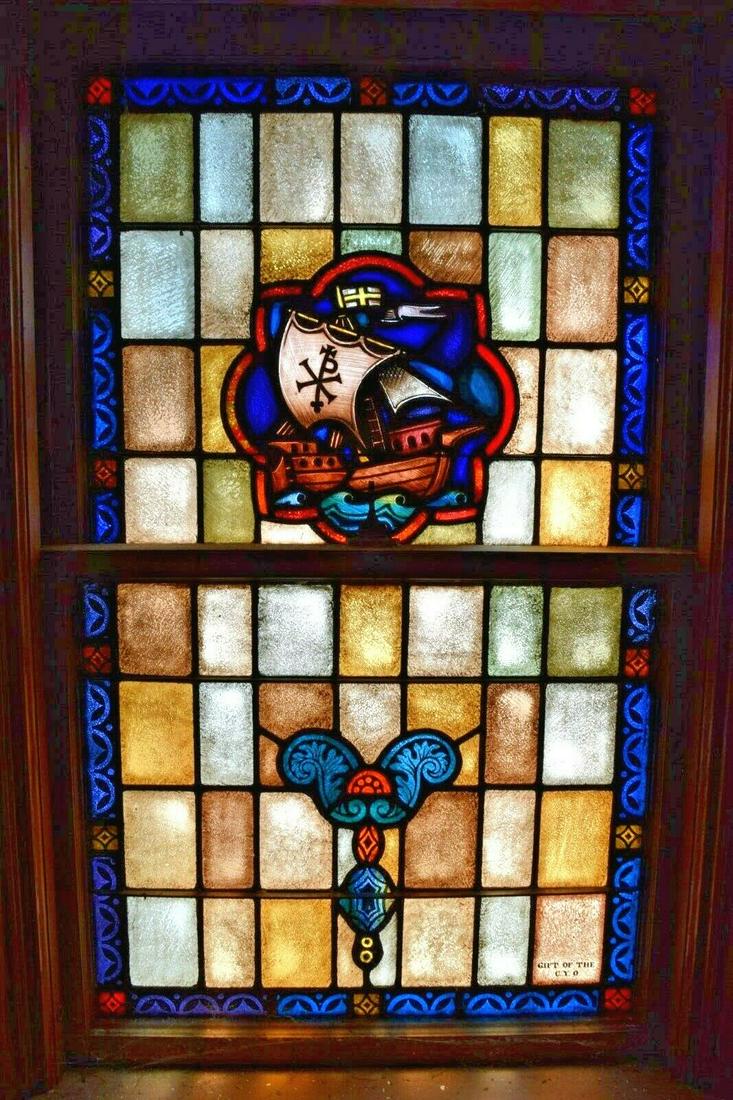 70 Year Old Stained Glass Church Window of a Ship (1 of 7)