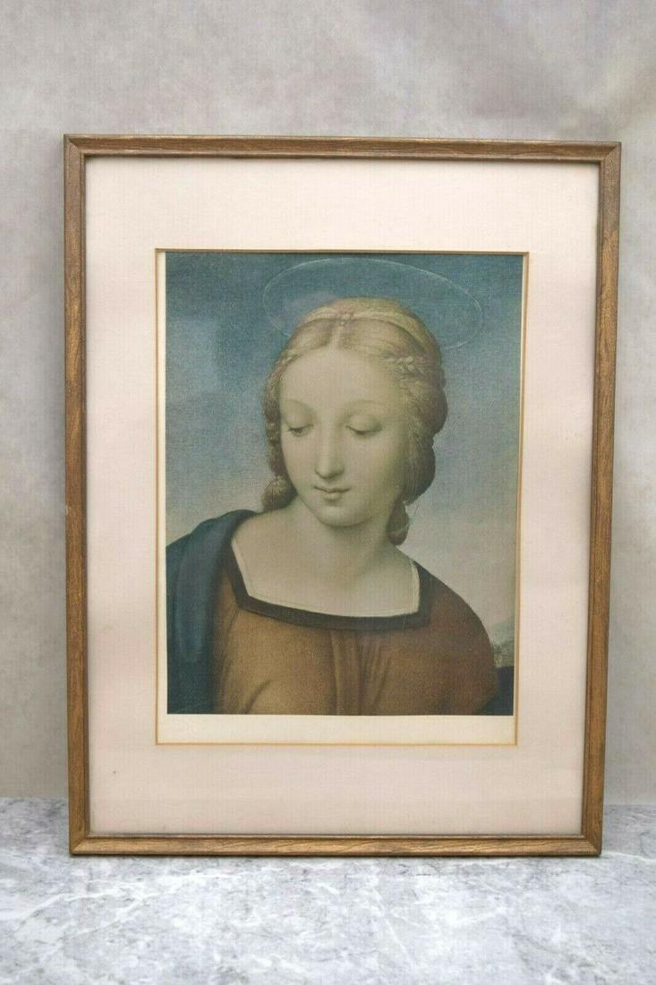 Nice Older Antique Framed Print of Mary, Blessed Mother (1 of 4)
