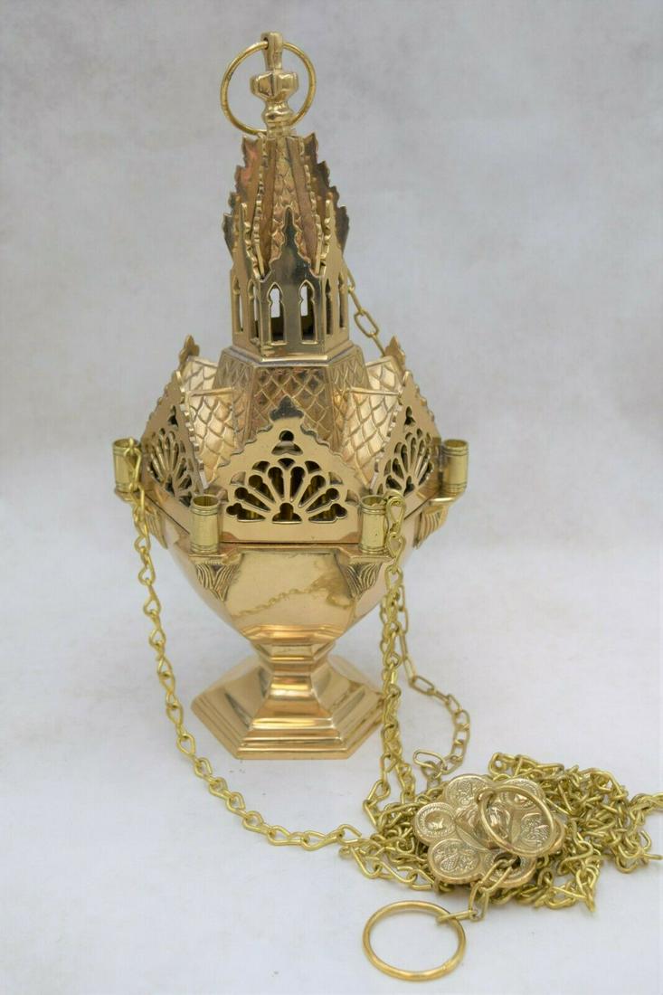 Traditional Gothic Triple Chain Censer, Thurible (1 of 10)