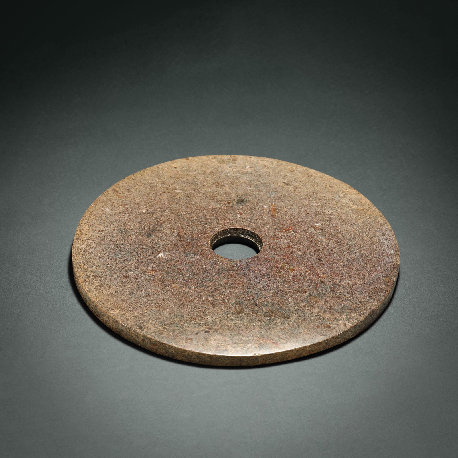 China, Liangzhu Culture, Jade Wall: H. 2 cm.W. 35 cm.Weight. 5.4 kg.