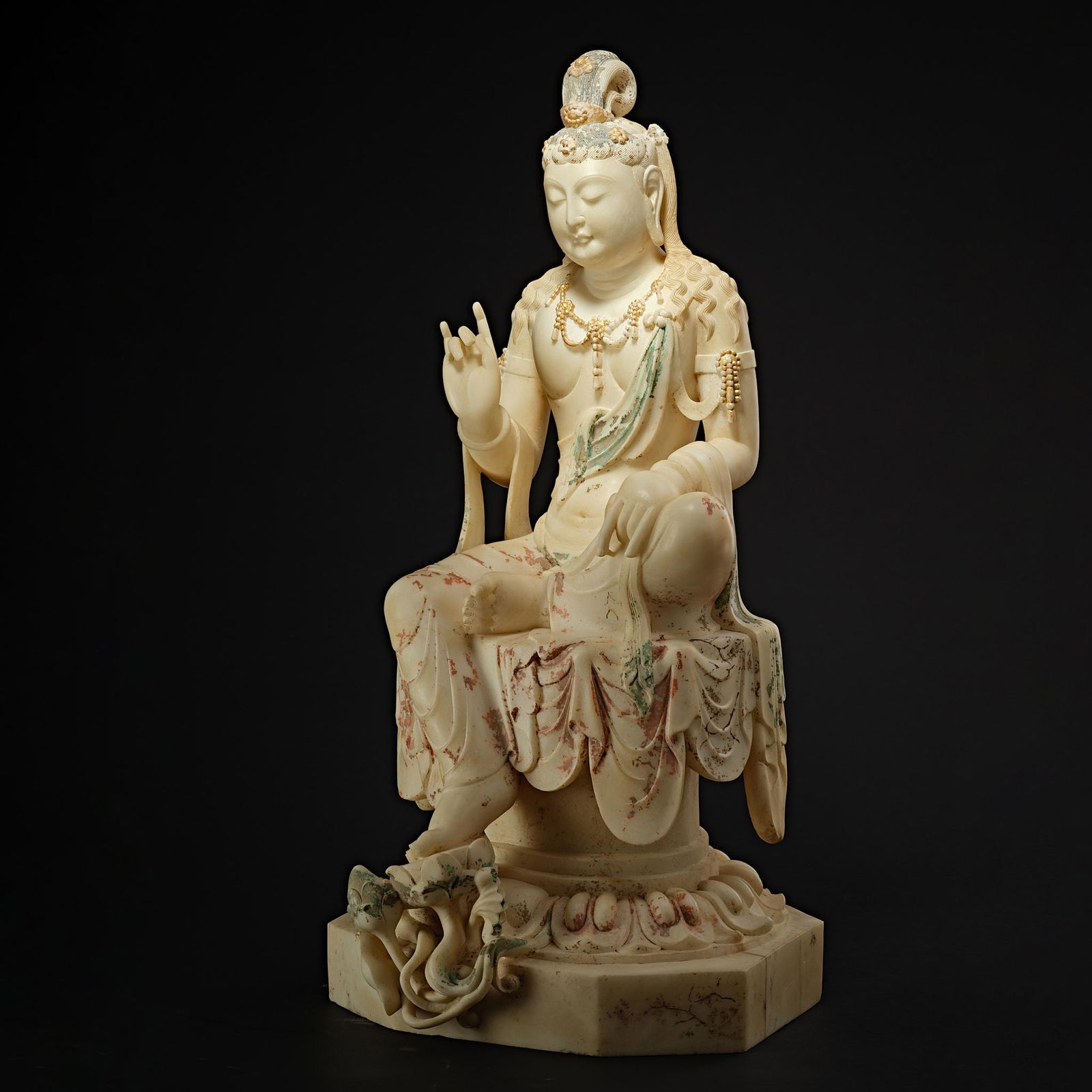China, Painted White StoneBuddha statue Feb 17, 2023 WINCHESTER ART AUCTION in null