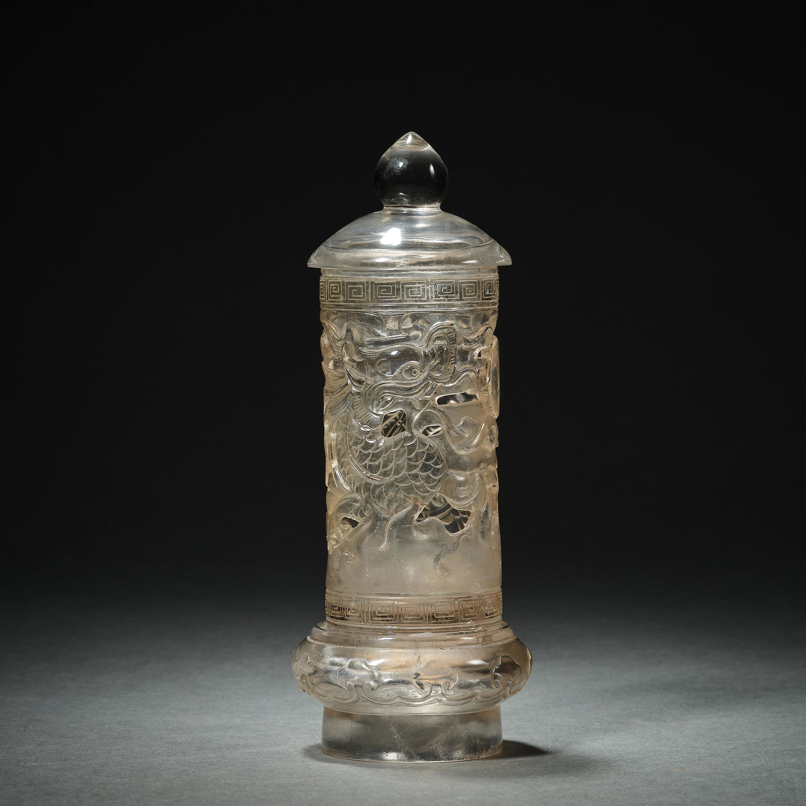 Chinese Qing Dynasty Qianlong hollowed out dragon pattern crystal bottle (1 of 7)