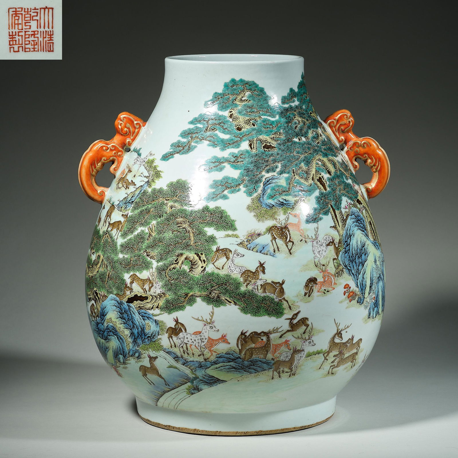 Chinese Qing Dynasty Qianlong famille rose porcelain two ears Bailuzun (1 of 8)