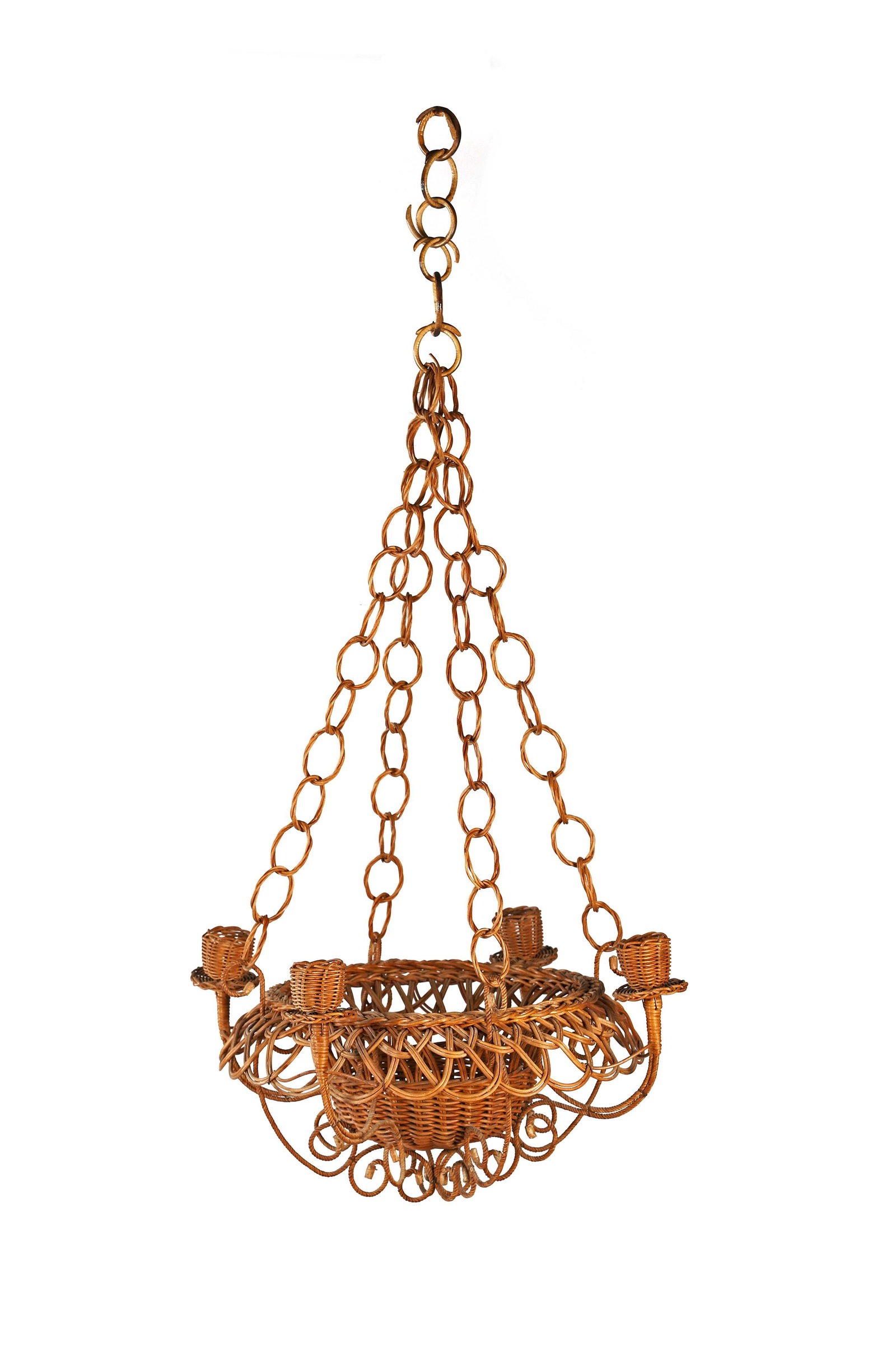 Adolphe CHANAUX (1887-1965)?pour Jean-Michel FRANK: Adolphe CHANAUX (1887-1965)?pour Jean-Michel FRANK (1895-1941) Lustre?Osier?111 x 57 cm. Circa 1939 Ceiling light Wicker?43.7 x 22.44 in. Note :?- Modèle exécuté pour l’institut Guerlain, Paris,