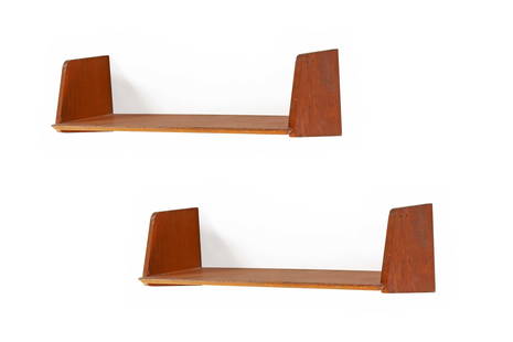 Marcel GASCOIN (1907-1986): Marcel GASCOIN (1907-1986) 2 étagères dite ES Chêne?22 x 77 x 26 cm. Arhec, circa 1950 2 shelves?Oak?8.66 x 30.31 x 10.24 in. Référence :?- Guillemette Delaporte, Marcel Gascoin, Norma, 2010, n.p